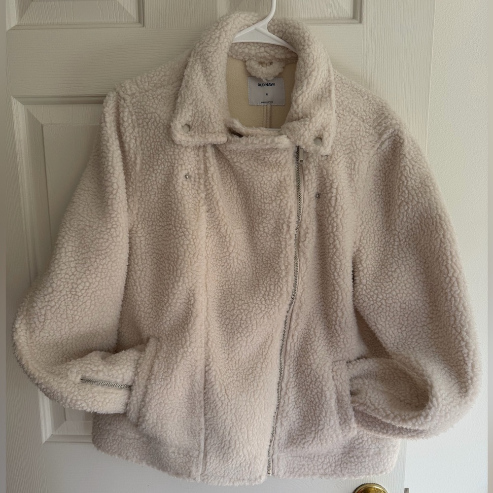 Old Navy Women's Off-White Teddy Jacket